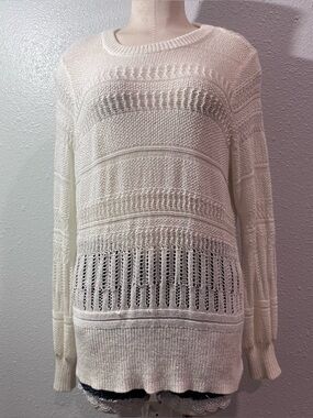 Torrid Womens Ivory Pointelle Pullover Balloon Sleeve Ribbed Hem Sweater Sz
O/L